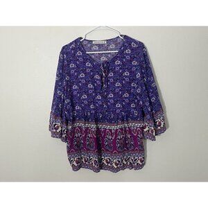 Rusttydustty Purple Floral Blouse Size 2XL